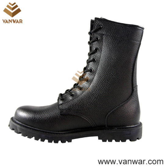 Full Leather Unisex Military Combat Boots of Black (WCB031)