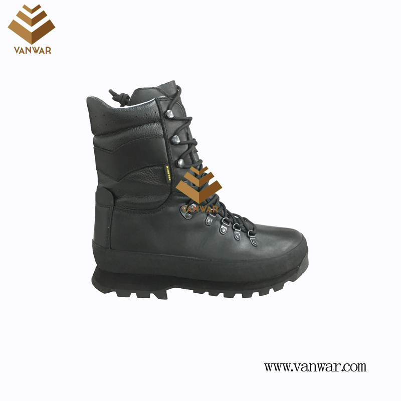 Top Layer Leather Military Combat Boots of Black with High Quality (WCB064)