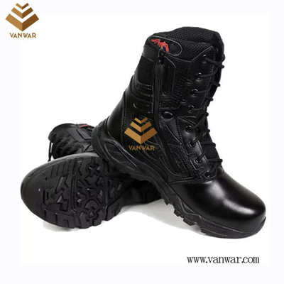 Full Leather Unisex Military Combat Boots of Black with High Quality (WCB058)