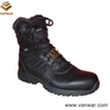 Black Leather Tactical Military Boots in Atheletic Cement (WTB032)