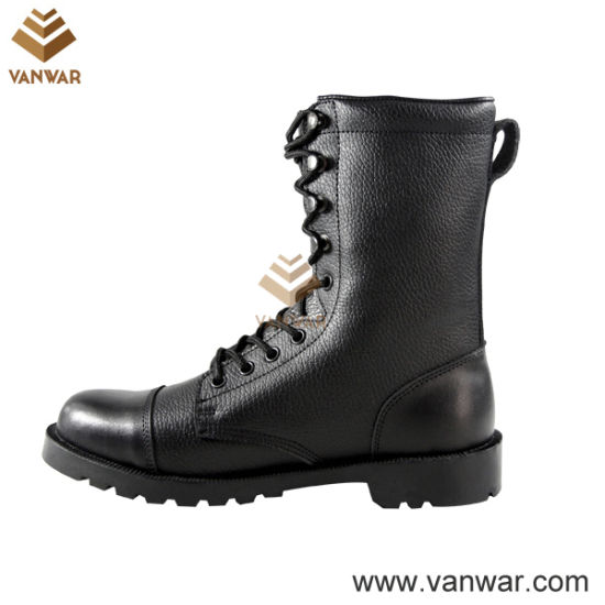 Full Leather Black Military Combat Boots for Army Soliders (WCB029)