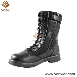 Black Fabric and Leather Combat Military Boots (WCB011)