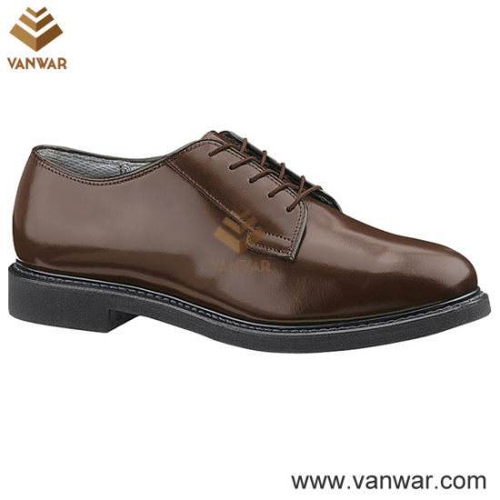 Long Wearing Brown Military Officer Shoes for Men (WMS003)