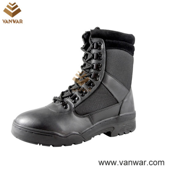 Black Cow Leather Military Boots