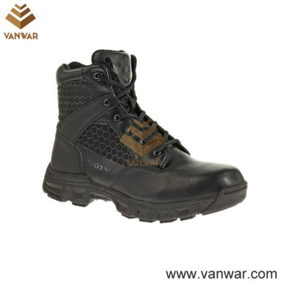 Split Leather Black Military Tactical Boots for Soliders (WTB025)